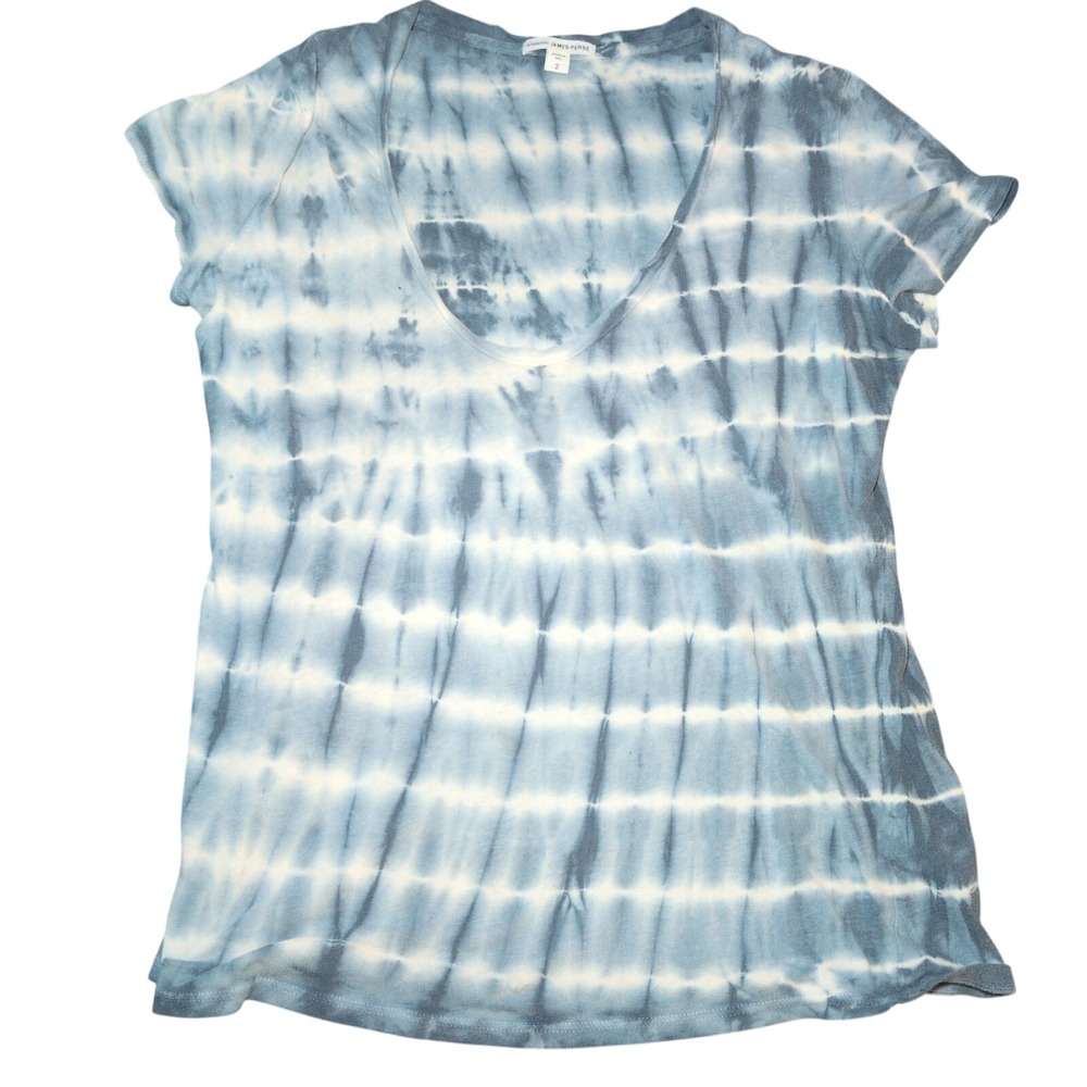 James Perse T Shirt Womens Size 2 Tye Dye Short Sleeve Scoop Neck Cotton USA
